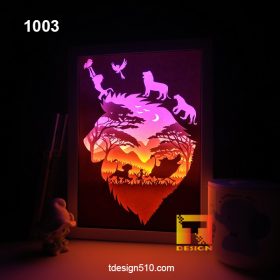 Download Lions Paper Cut Light Box Template Shadow Box 3d Papercut Svg