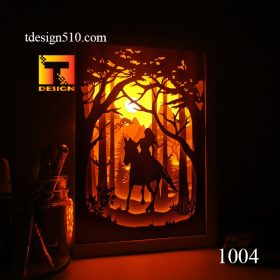 1004. Horse riding girl - Paper cut light box template, shadow box, 3D papercut lightbox svg file DIY, cutting cricut