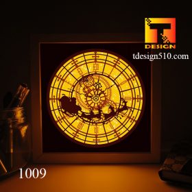 1009. Christmas Clock - Paper cut light box template, shadow box, 3D papercut lightbox svg file DIY, cutting cricut