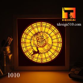 1010. Deer Clock - Paper cut light box template, shadow box, 3D papercut lightbox svg file DIY, cutting cricut