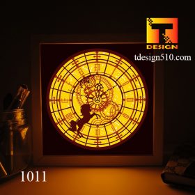 1011. Unicorn Clock - Paper cut light box template, shadow box, 3D papercut lightbox svg file DIY, cutting cricut