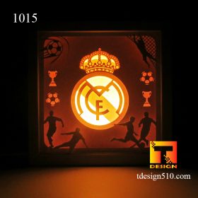 1015. Real Madrid - Paper cut light box template, shadow box, 3D papercut lightbox svg file DIY, cutting cricut