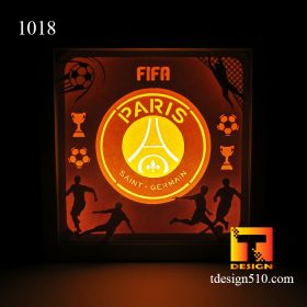 1018. Paris Saint Germain - Paper cut light box template, shadow box, 3D papercut lightbox svg file DIY, cutting cricut