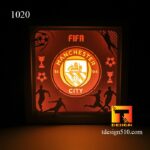 1020. Manchester City - Paper cut light box template, shadow box, 3D papercut lightbox svg file DIY, cutting cricut