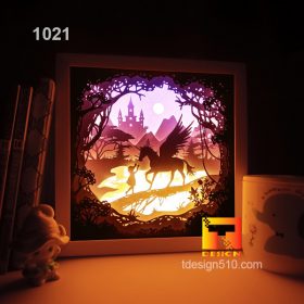 1021. Unicorn Pegasus - Paper cut light box template, shadow box, 3D papercut lightbox svg file DIY, cutting cricut