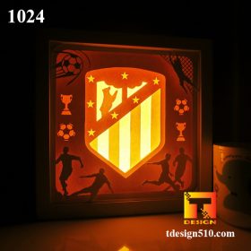 1024. Atlético Madrid - Paper cut light box template, shadow box, 3D papercut lightbox svg file DIY, cutting cricut