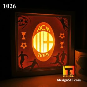 1026. AC MILAN - Paper cut light box template, shadow box, 3D papercut lightbox svg file DIY, cutting cricut