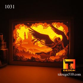 1031. Angel wings - Paper cut light box template, shadow box, 3D papercut lightbox svg file DIY, cutting cricut