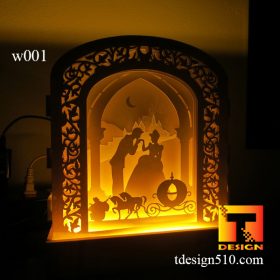 w001. Cinderella - Pop Up paper cut light box template, shadow box, 3D papercut lightbox svg file DIY, cutting cricut