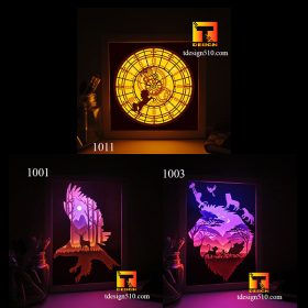 #2 Combo Animal 1 - Lion, Deer, Eagle, Unicorn Paper cut light box template, shadow box, 3D papercut lightbox svg file DIY, cutting cricut