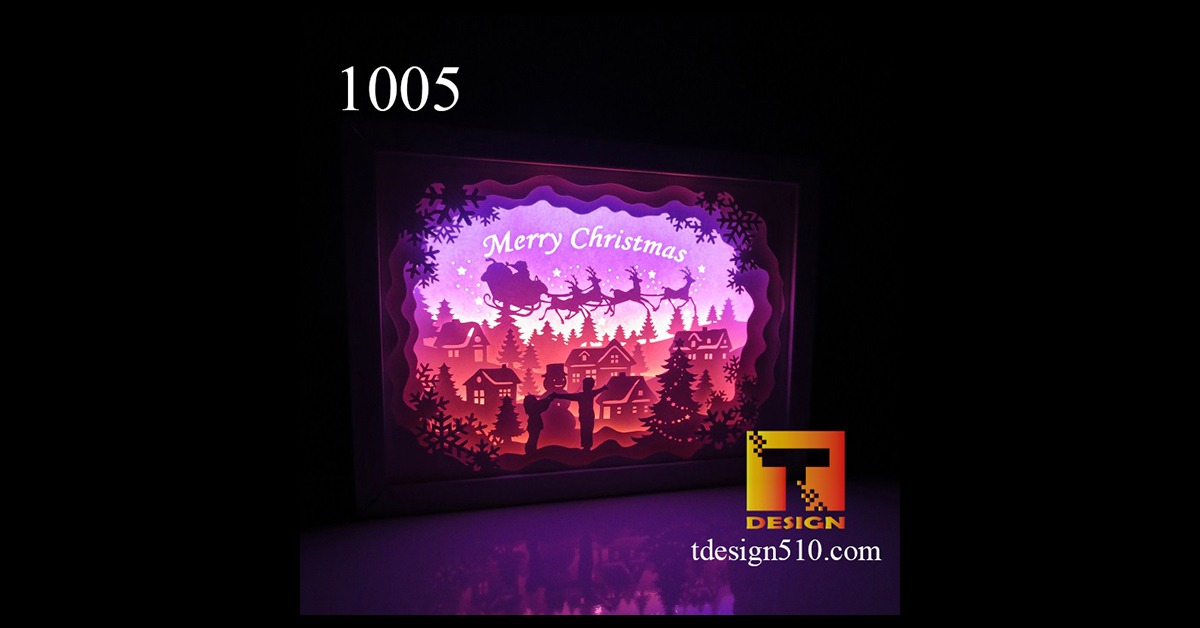 1005. Christmas – Paper cut light box template, shadow box, 3D papercut lightbox svg file DIY ...