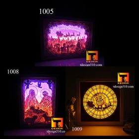 #5 Combo Christmas 1 - Paper cut light box template, shadow box, 3D papercut lightbox svg file DIY, cutting cricut
