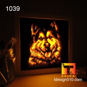 1039. Lovely dog - Paper cut light box template, shadow box, 3D papercut lightbox svg file DIY, cutting cricut