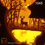 1045. Deer in the forest - Paper cut light box template, shadow box, 3D papercut lightbox svg file DIY, cutting cricut - Image 3
