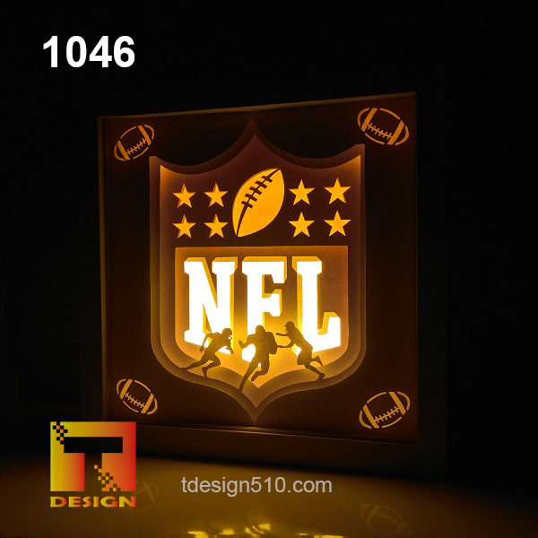 1046. Rugby NFL - Paper cut light box template, shadow box, 3D papercut lightbox svg file DIY, cutting cricut