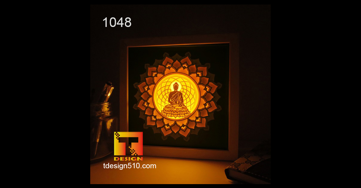 Download 1048. Buddha - Paper cut light box template, shadow box, 3D papercut lightbox svg file DIY - Tdesign