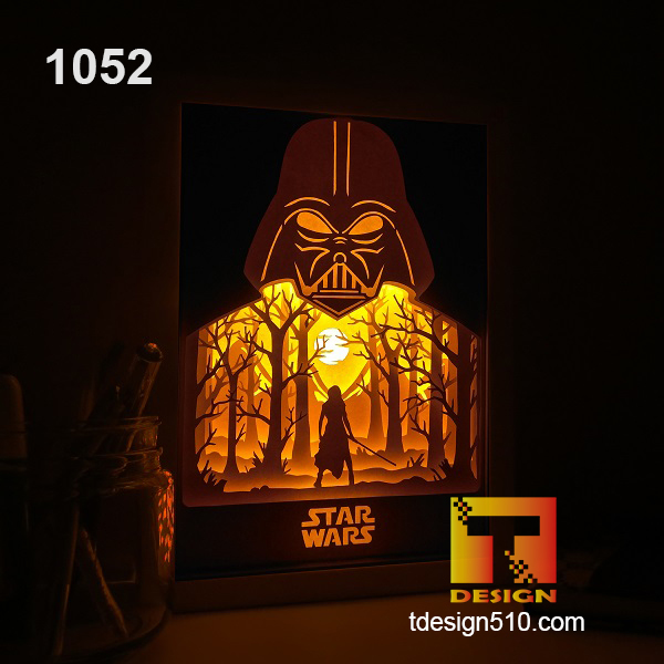 1052. Star Wars – Paper cut light box template, shadow box, 3D papercut