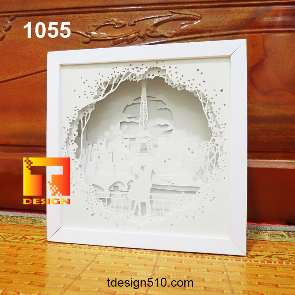 Download 1055. Love in Paris - Paper cut light box template, shadow ...