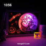 1056. Halloween - Paper cut light box template, shadow box, 3D papercut lightbox svg file DIY, cutting cricut