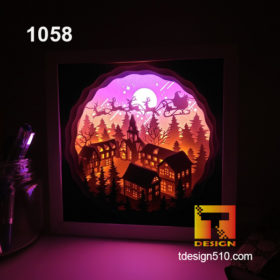 1058. Christmas - Paper cut light box template, shadow box, 3D papercut lightbox svg file DIY, cutting cricut