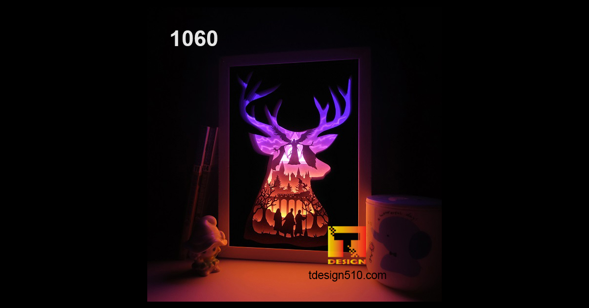 1060. Harry Potter – Paper cut light box template, shadow box, 3D