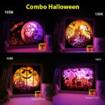 #11 Combo Halloween 1 - Paper cut light box template, shadow box, 3D papercut lightbox svg file DIY, cutting cricut