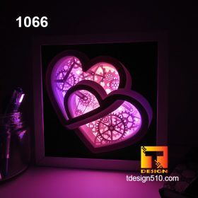 1066. Heart gears - Paper cut light box template, shadow box, 3D papercut lightbox svg file DIY, cutting cricut