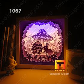 1067. Easter Bunny Eggs - Paper cut light box template, shadow box, 3D papercut lightbox svg file DIY, cutting cricut