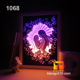 1068. Motherhood love - Paper cut light box template, shadow box, 3D papercut lightbox svg file DIY, cutting cricut
