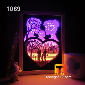 1069. Love Family - Paper cut light box template, shadow box, 3D papercut lightbox svg file DIY, cutting cricut