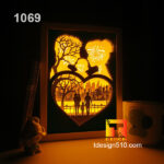 1069. Love Family - Paper cut light box template, shadow box, 3D papercut lightbox svg file DIY, cutting cricut - Image 3