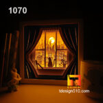 1070. Cat window in the city - Paper cut light box template, shadow box, 3D papercut lightbox svg file DIY, cutting cricut - Image 3