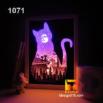 1071. Cats on the roof - Paper cut light box template, shadow box, 3D papercut lightbox svg file DIY, cutting cricut