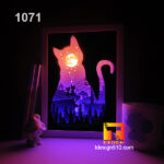 1071. Cats on the roof - Paper cut light box template, shadow box, 3D papercut lightbox svg file DIY, cutting cricut - Image 2