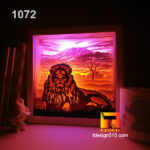 1072. Lion - Paper cut light box template, shadow box, 3D papercut lightbox svg file DIY, cutting cricut