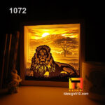 1072. Lion - Paper cut light box template, shadow box, 3D papercut lightbox svg file DIY, cutting cricut - Image 2