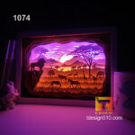 1074. African Savannah - Paper cut light box template, shadow box, 3D papercut lightbox svg file DIY, cutting cricut