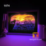 1074. African Savannah - Paper cut light box template, shadow box, 3D papercut lightbox svg file DIY, cutting cricut - Image 2