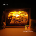 1074. African Savannah - Paper cut light box template, shadow box, 3D papercut lightbox svg file DIY, cutting cricut - Image 5