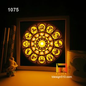 1075. Zodiac signs - Paper cut light box template, shadow box, 3D papercut lightbox svg file DIY, cutting cricut