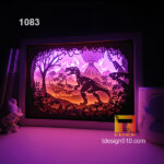 1083. Dinosaurs T-rex - Paper cut light box template, shadow box, 3D papercut lightbox svg file DIY, cutting cricut