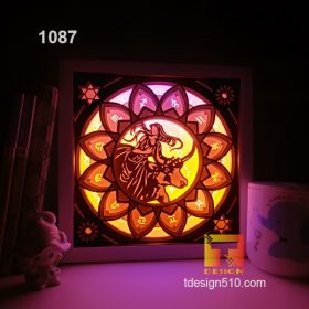 1087. Zodiac Taurus - Paper cut light box template, shadow box, 3D papercut lightbox svg file DIY, cutting cricut