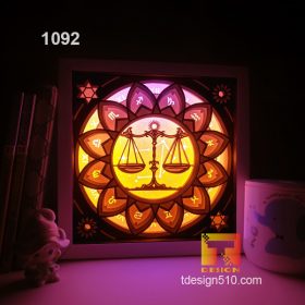 1092. Zodiac Libra - Paper cut light box template, shadow box, 3D papercut lightbox svg file DIY, cutting cricut
