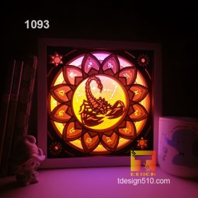 1093. Zodiac Scorpio - Paper cut light box template, shadow box, 3D papercut lightbox svg file DIY, cutting cricut