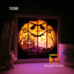 1096. Halloween - Paper cut light box template, shadow box, 3D papercut lightbox svg file DIY, cutting cricut