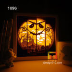 1096. Halloween - Paper cut light box template, shadow box, 3D papercut lightbox svg file DIY, cutting cricut - Image 3