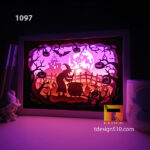 1097. Halloween - Paper cut light box template, shadow box, 3D papercut lightbox svg file DIY, cutting cricut