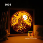 1098. Halloween - Paper cut light box template, shadow box, 3D papercut lightbox svg file DIY, cutting cricut - Image 2