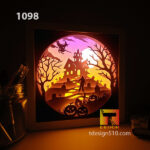 1098. Halloween - Paper cut light box template, shadow box, 3D papercut lightbox svg file DIY, cutting cricut - Image 4