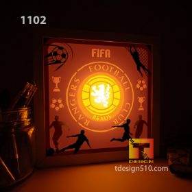 1102. Rangers FC - Paper cut light box template, shadow box, 3D papercut lightbox svg file DIY, cutting cricut